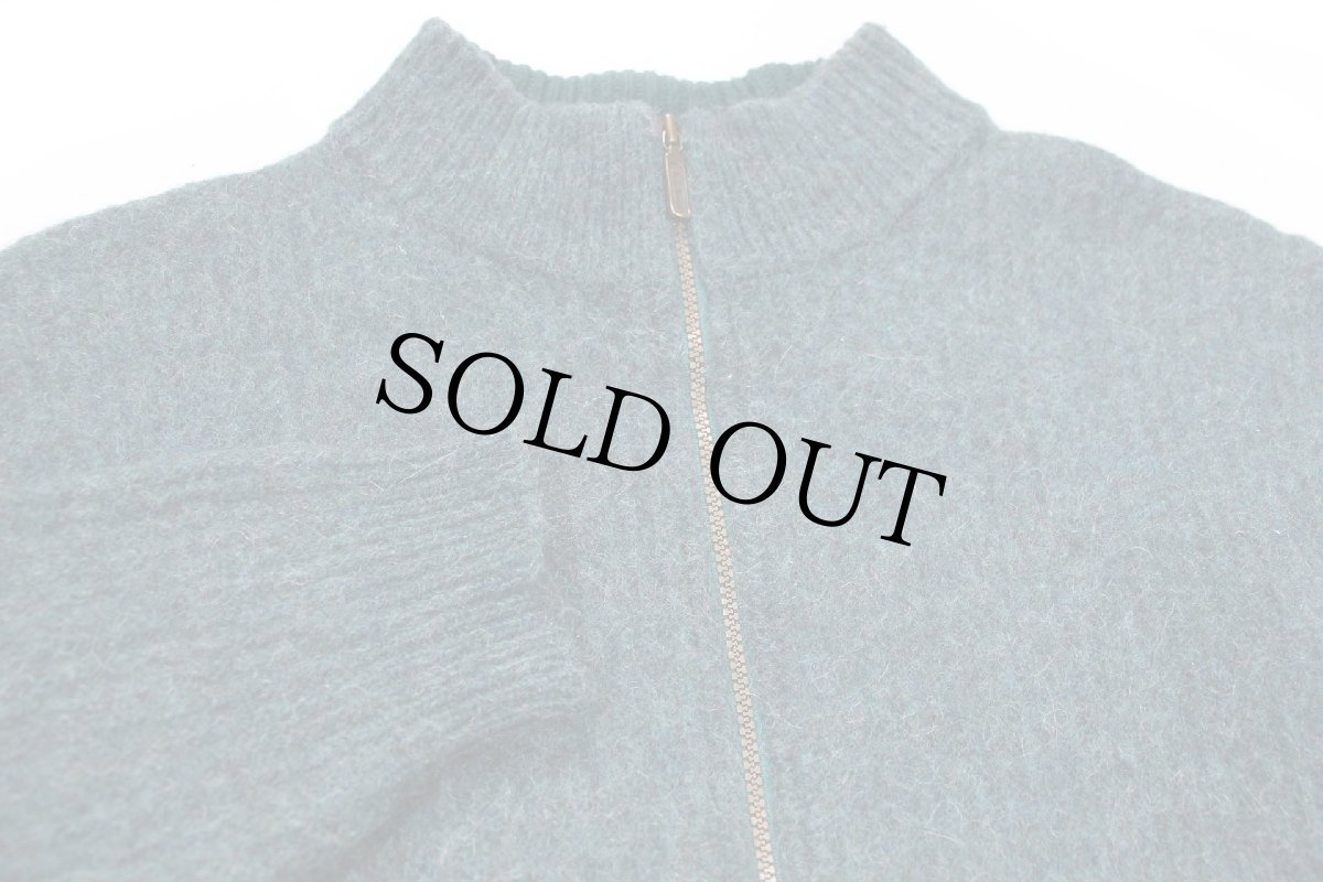 画像3: 90s USA製 L.L.Bean 無地 ウール×アルパカ ドライバーズニット フルジップ セーター グリーン ミックス XL (3)