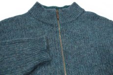 画像3: 90s USA製 L.L.Bean 無地 ウール×アルパカ ドライバーズニット フルジップ セーター グリーン ミックス XL (3)