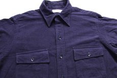 画像3: 70s L.L.Bean 筆記体タグ 無地 コットン シャモアクロスシャツ 紺 L (3)