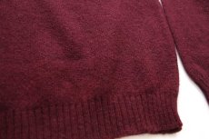 画像5: 90s スコットランド製 L.L.Bean 無地 ウールニット セーター ワインレッド M-R (5)