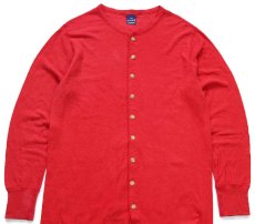 画像1: 90s USA製 duofold 2レイヤー アンダー オールインワン ユニオンスーツ 赤 L (1)