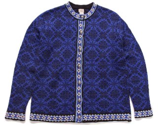 ノルウェー製 ノルディック柄 ウールニット カーディガン XL