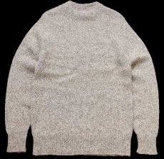 画像2: 80s USA製 L.L.Bean ツリー ムース ハンドペイント アート ウールニット セーター グレーブラウン×ナチュラル ミックス XL (2)
