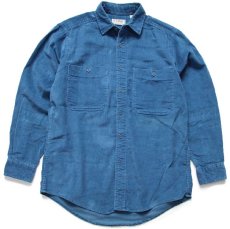 画像1: 90s USA製 L.L.Bean コットン コーデュロイシャツ 青緑 M (1)