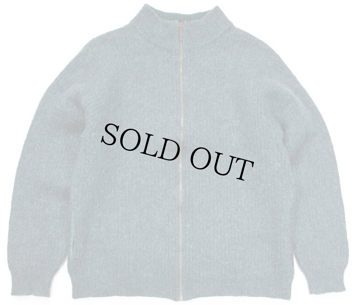 画像1: 90s USA製 L.L.Bean 無地 ウール×アルパカ ドライバーズニット フルジップ セーター グリーン ミックス XL (1)