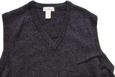 画像3: 90s スコットランド製 L.L.Bean 無地 Vネック ラムウールニット ベスト セーター チャコールグレー L (3)