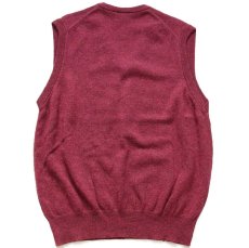 画像2: 80s スコットランド製 L.L.Bean 無地 Vネック ラムウールニット ベスト セーター バーガンディ ミックス L (2)