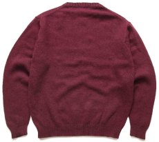 画像2: 90s スコットランド製 L.L.Bean 無地 ウールニット セーター ワインレッド M-R (2)