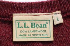 画像4: 80s スコットランド製 L.L.Bean 無地 Vネック ラムウールニット ベスト セーター バーガンディ ミックス L (4)