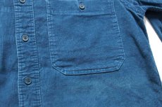 画像5: 90s USA製 L.L.Bean コットン コーデュロイシャツ 青緑 M (5)