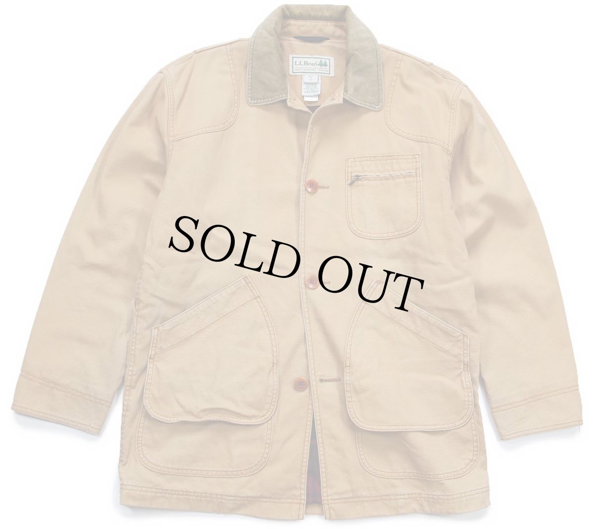 画像1: L.L.Bean タータンチェック ネルライナー ダック地 フィールドコート 茶 S★ジャケット (1)