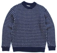 画像1: 90s L.L.Bean ノルウェージャン バーズアイ ウールニット セーター 紺×白 (1)