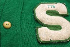 画像5: 70s TENNESSEE AMERICAN INC パッチ付き アクリルニット レタードカーディガン 緑 (5)