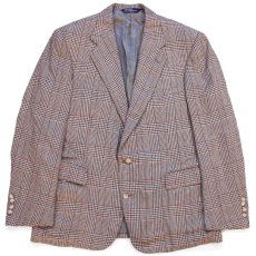 画像1: 80s USA製 ポロ ラルフローレン グレンチェック 2つボタン ツイード ウール テーラードジャケット 44R★ブレザー (1)