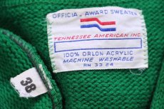 画像4: 70s TENNESSEE AMERICAN INC パッチ付き アクリルニット レタードカーディガン 緑 (4)