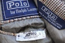 画像4: 80s USA製 ポロ ラルフローレン グレンチェック 2つボタン ツイード ウール テーラードジャケット 44R★ブレザー (4)