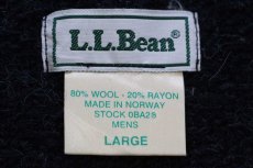 画像4: 90s ノルウェー製 L.L.Bean ノルウェージャン バーズアイ切り替え ヘンリーネック ウールニット セーター 紺×グレー L (4)