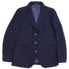 画像1: フランス製 UNKNOWN 3つボタン メルトン ウール テーラードジャケット 濃紺★ブレザー (1)