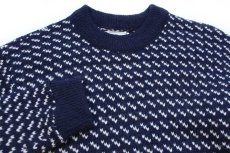 画像3: 90s L.L.Bean ノルウェージャン バーズアイ ウールニット セーター 紺×白 (3)