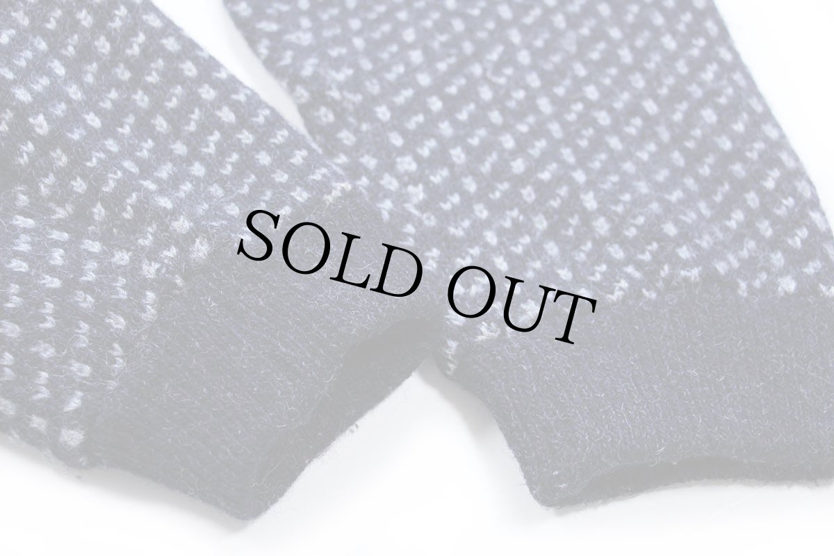 画像6: 90s ノルウェー製 L.L.Bean ノルウェージャン バーズアイ切り替え ヘンリーネック ウールニット セーター 紺×グレー L (6)