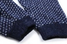 画像6: 90s ノルウェー製 L.L.Bean ノルウェージャン バーズアイ切り替え ヘンリーネック ウールニット セーター 紺×グレー L (6)