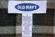 画像4: 00s OLD NAVYオールドネイビー チェックライナー メルトン ウール混 ダッフルコート 紺×緑 ミックス M (4)
