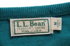 画像4: 90s USA製 L.L.Bean 無地 コットンニット セーター エメラルドグリーン M (4)
