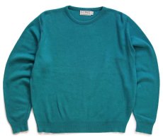 画像1: 90s USA製 L.L.Bean 無地 コットンニット セーター エメラルドグリーン M (1)