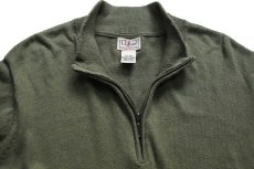 画像4: L.L.Bean 無地 ハイネック ハーフジップ コットン×カシミヤニット セーター グリーン XXL-R★特大 (4)