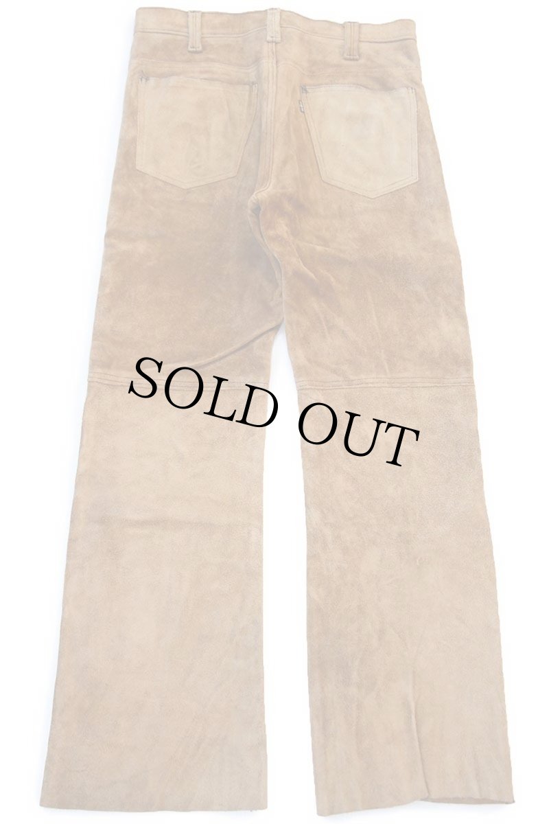 画像3: 60s LEVI'Sリーバイス BIGE スエード レザーパンツ 茶 W33★ブーツカット (3)