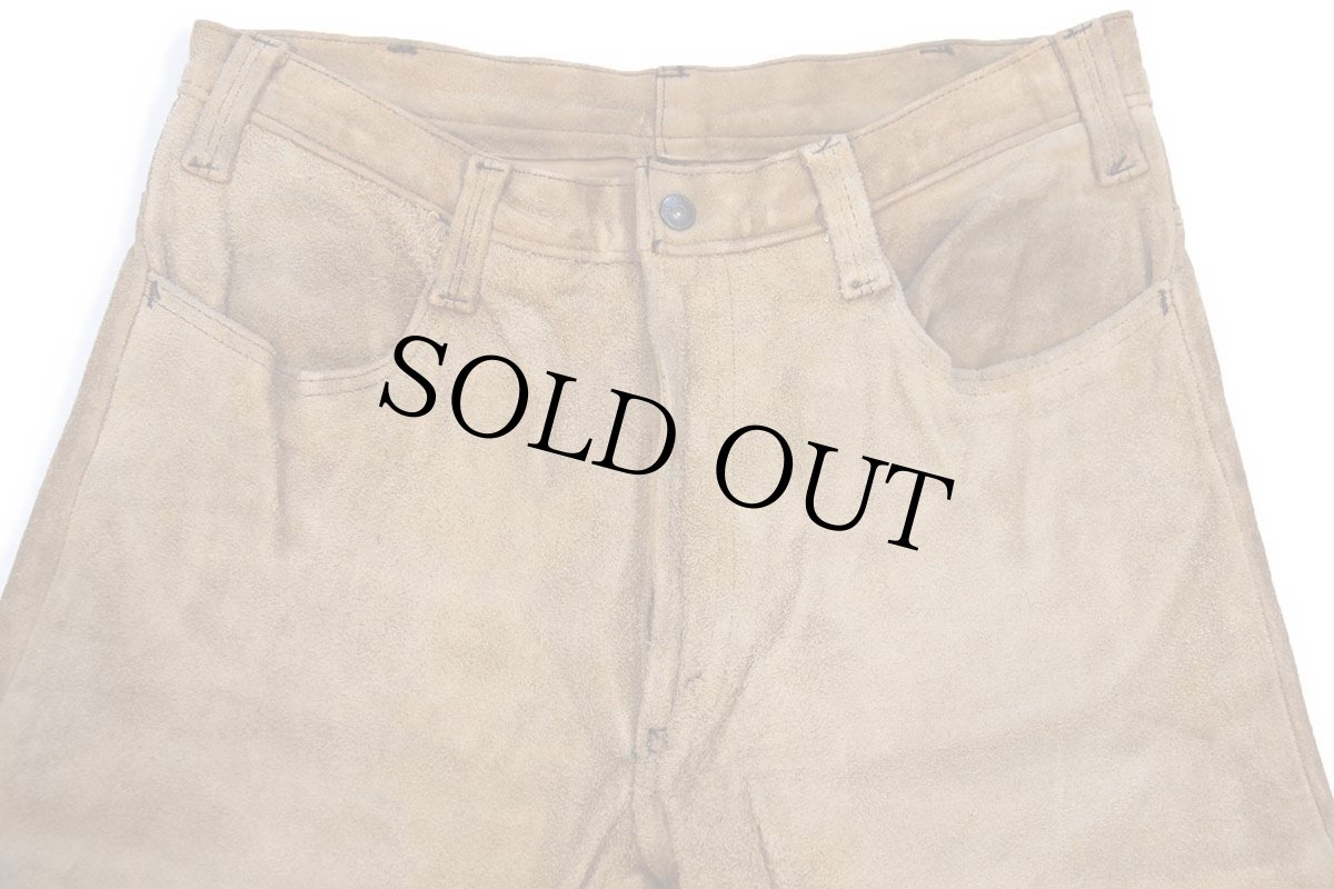 画像4: 60s LEVI'Sリーバイス BIGE スエード レザーパンツ 茶 W33★ブーツカット (4)