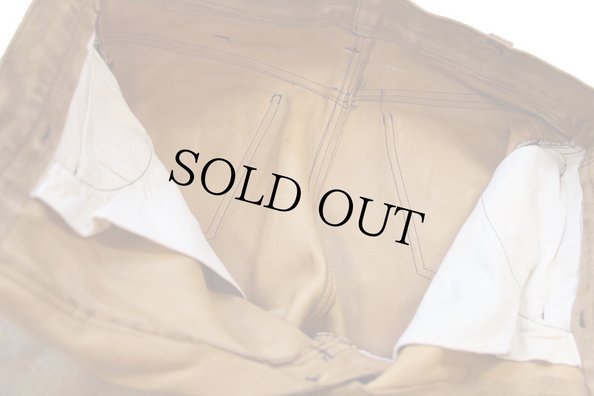 画像8: 60s LEVI'Sリーバイス BIGE スエード レザーパンツ 茶 W33★ブーツカット (8)