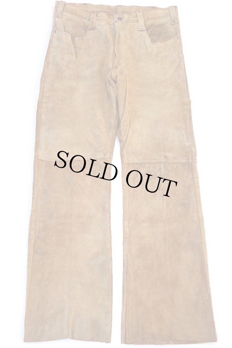 画像2: 60s LEVI'Sリーバイス BIGE スエード レザーパンツ 茶 W33★ブーツカット (2)