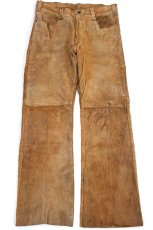画像2: 60s LEVI'Sリーバイス BIGE スエード レザーパンツ 茶 W33★ブーツカット (2)