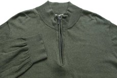 画像3: L.L.Bean 無地 ハイネック ハーフジップ コットン×カシミヤニット セーター グリーン XXL-R★特大 (3)