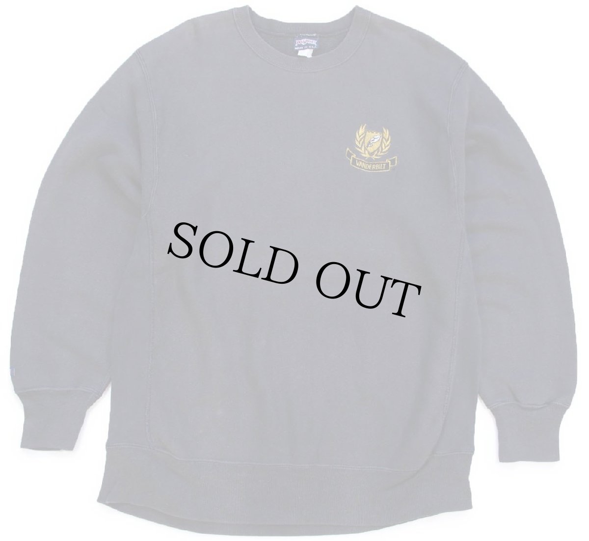 画像1: 90s USA製 JANSPORTジャンスポーツ VANDERBILT 刺繍 リバースウィーブ スウェット 黒 フェード XL (1)