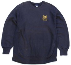 画像1: 90s USA製 JANSPORTジャンスポーツ VANDERBILT 刺繍 リバースウィーブ スウェット 黒 フェード XL (1)