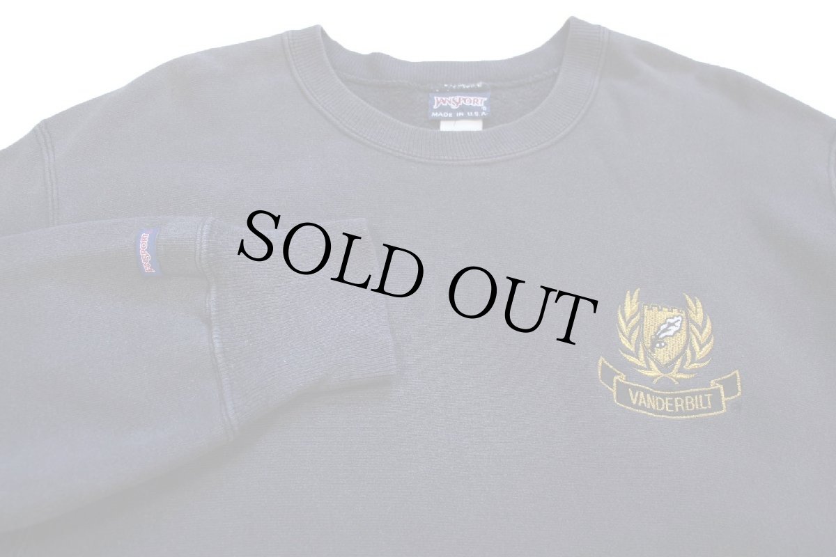 画像3: 90s USA製 JANSPORTジャンスポーツ VANDERBILT 刺繍 リバースウィーブ スウェット 黒 フェード XL (3)