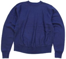 画像1: 90s USA製 SANTEE BY PLUMA 無地 リバースウィーブ スウェット 紺 M★ブランク (1)