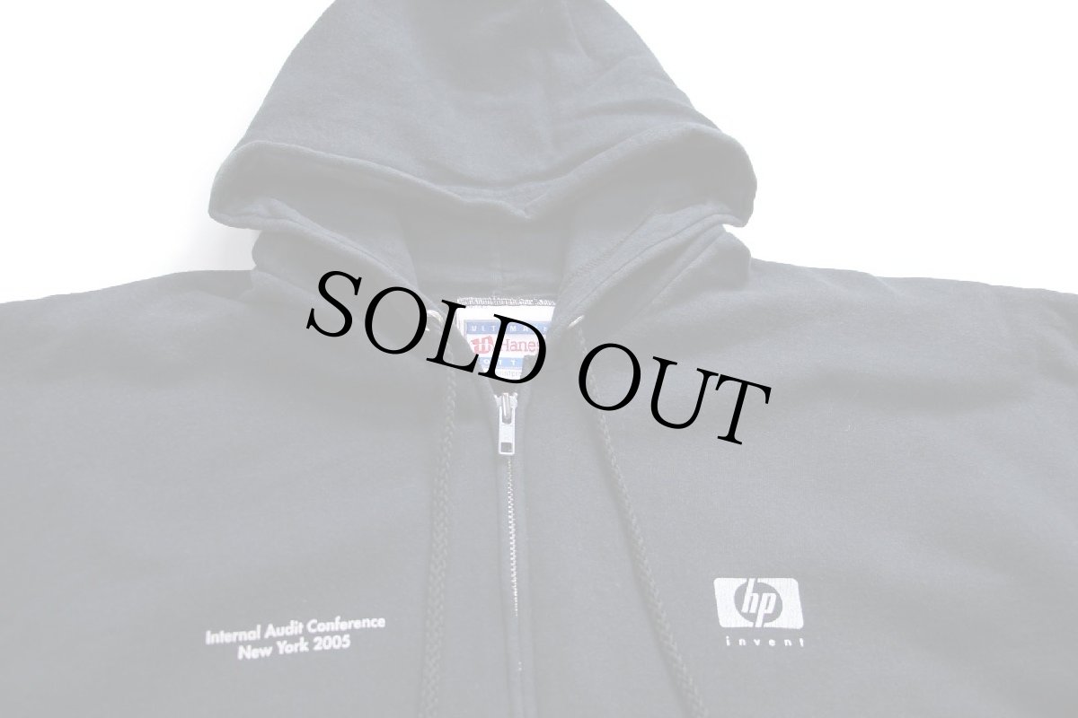 画像3: 00s Hanes Internal Audit Conference New York 2005 hp invent ロゴ スウェット ジップパーカー 黒 L★フーディー (3)