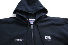 画像3: 00s Hanes Internal Audit Conference New York 2005 hp invent ロゴ スウェット ジップパーカー 黒 L★フーディー (3)