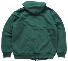 画像2: 90s メキシコ製 PLUMA 無地 サーマルライナー スウェット ジップパーカー 緑 XL★フーディー ブランク (2)