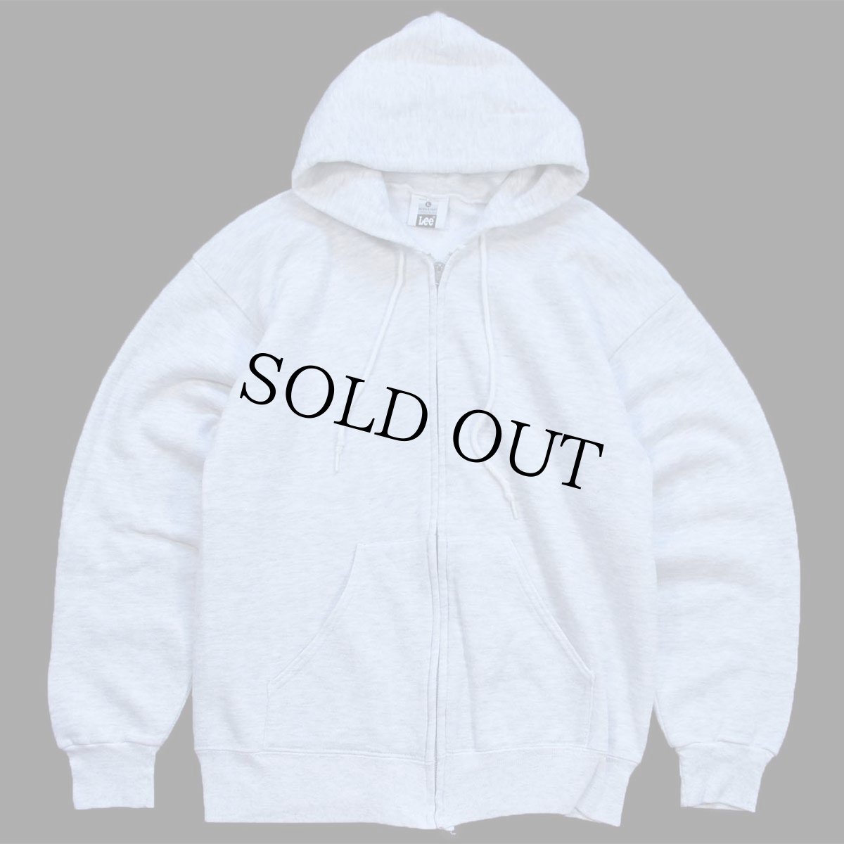 画像1: 90s USA製 Leeリー 無地 スウェット ジップパーカー 杢ライトグレー L★フーディー ブランク (1)