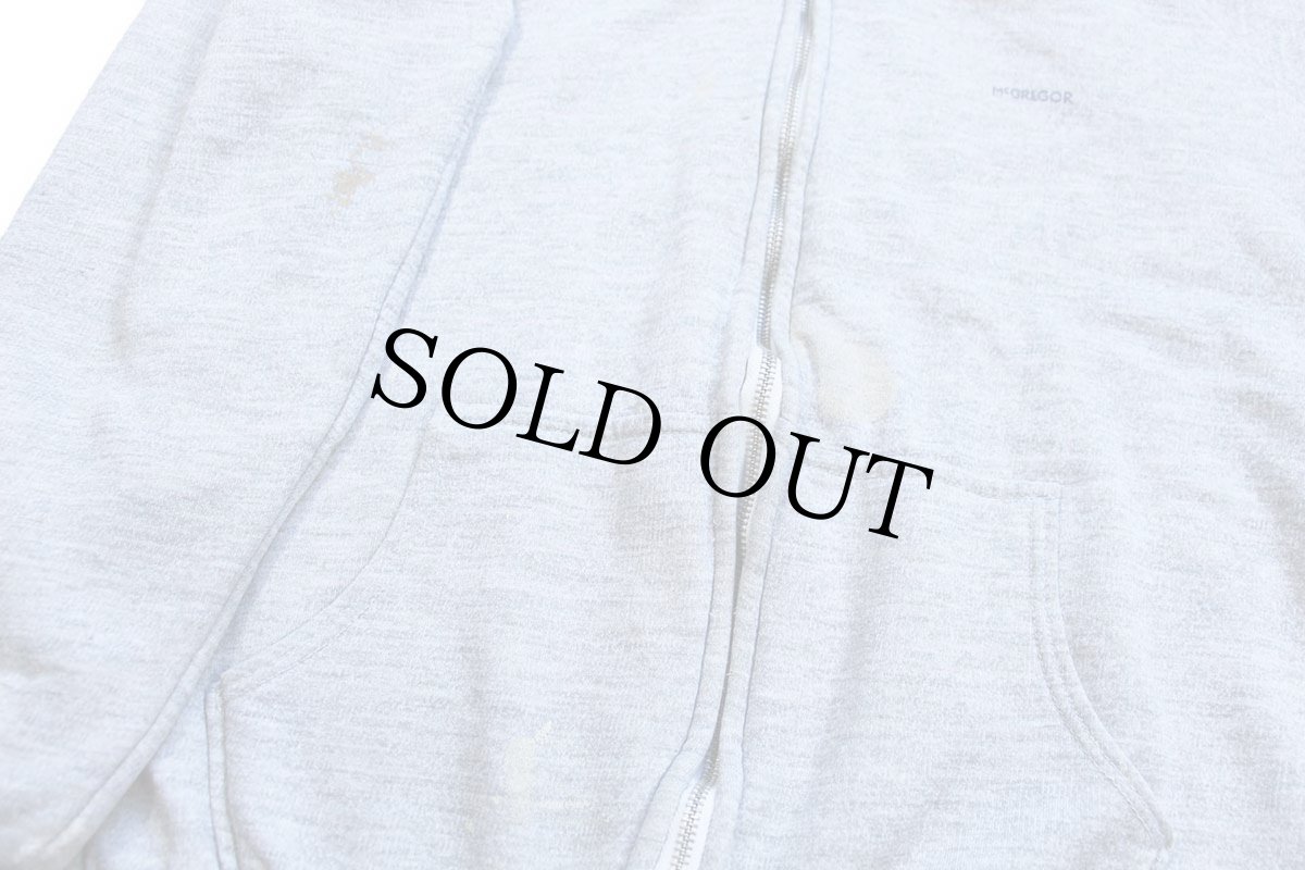 画像6: 80s McGREGORマクレガー ワンポイント ペンキ飛び 裏サーマル スウェット ジップパーカー 杢グレー★フーディー (6)