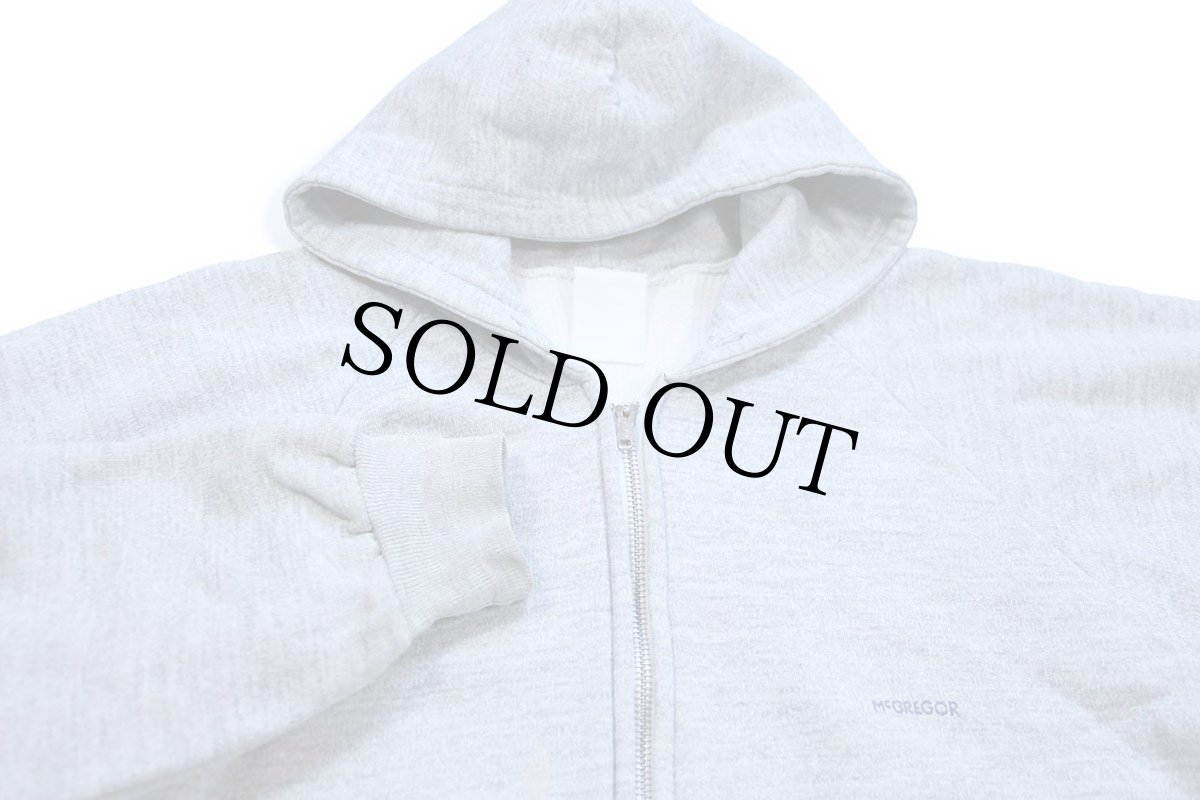 画像3: 80s McGREGORマクレガー ワンポイント ペンキ飛び 裏サーマル スウェット ジップパーカー 杢グレー★フーディー (3)