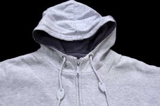 画像3: 90s EddieBauerエディーバウアー 無地 薄中綿入り スウェット ジップパーカー 杢グレー×ナス紺 S★フーディー ブランク (3)