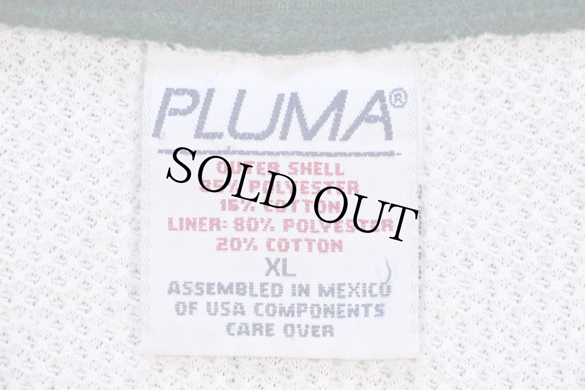 画像4: 90s メキシコ製 PLUMA 無地 裏サーマル スウェット ジップパーカー 緑 XL★フーディー ブランク (4)