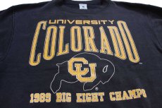 画像3: 80s USA製 UNIVERSITY COLORADO 1989 BIG FIGHT CHAMPS ひび割れプリント スウェット 黒 フェード XL (3)