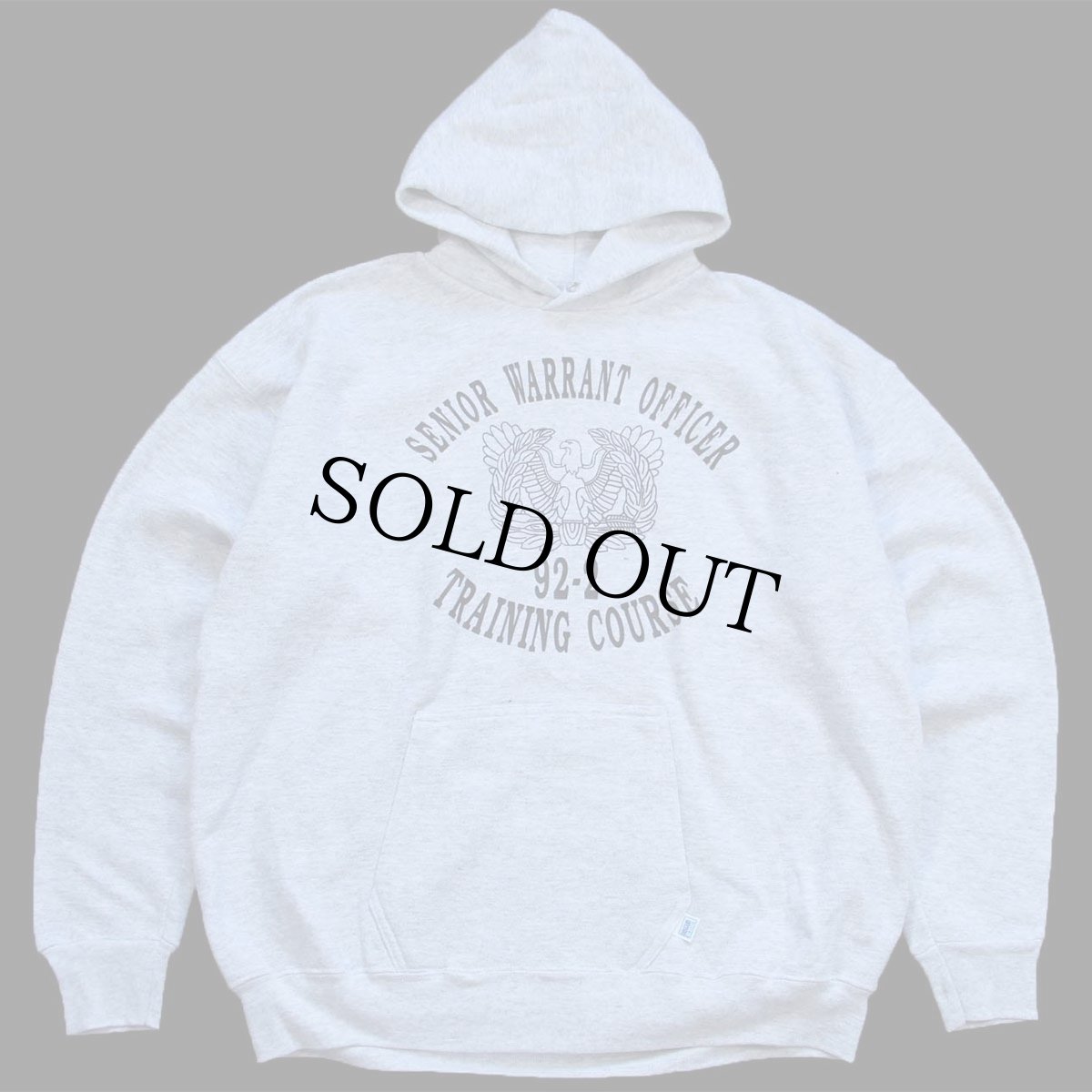 画像1: 90s USA製 DISCUS SENIOR WARRANT OFFICER TRAINING COURSE スウェットパーカー 杢ライトグレー XL★フーディー (1)