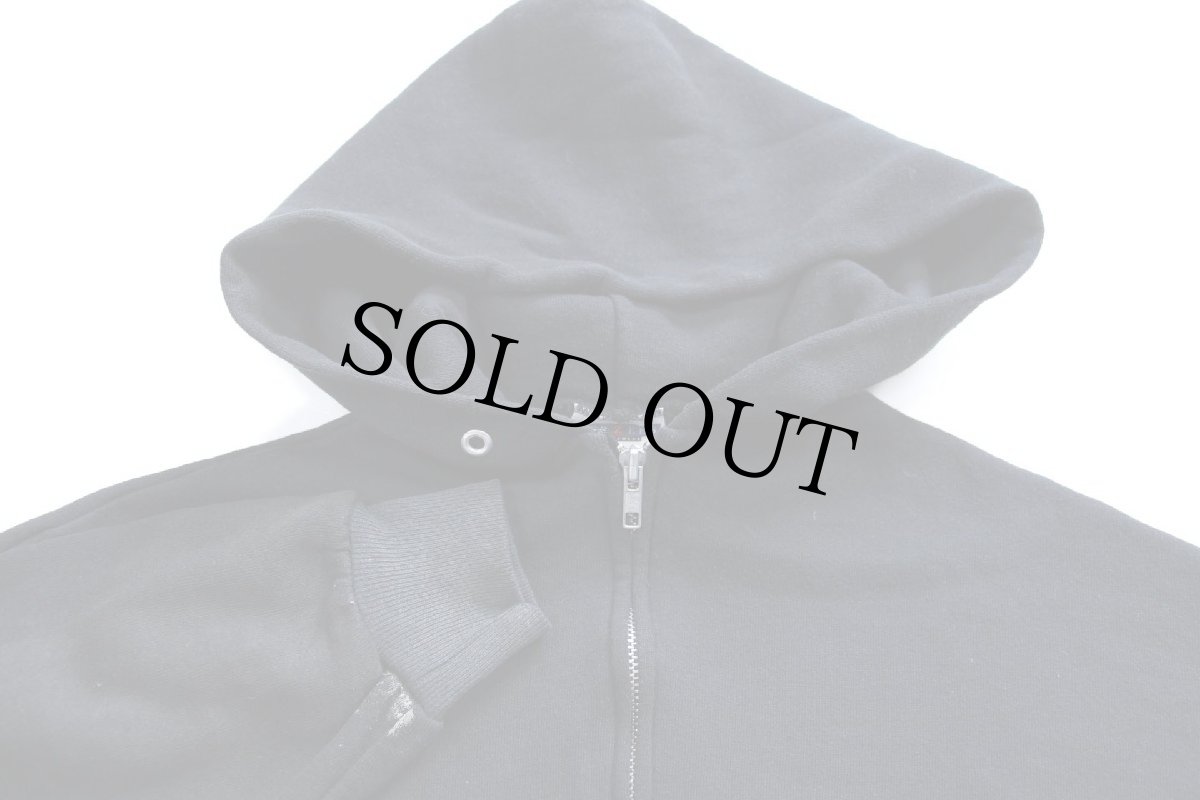 画像3: 00s USA製 JERZEES 無地 ペンキ飛び スウェット ジップパーカー 黒 3X★特大 フーディー ブランク (3)